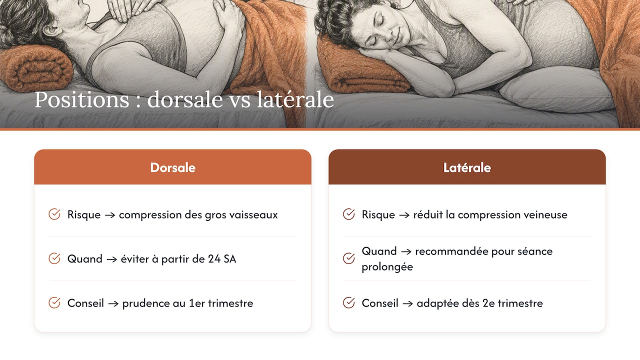 Comparaison des positions dorsale et latérale pendant la grossesse