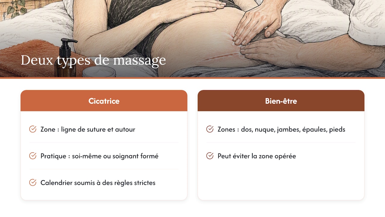 Deux approches de massage après césarienne